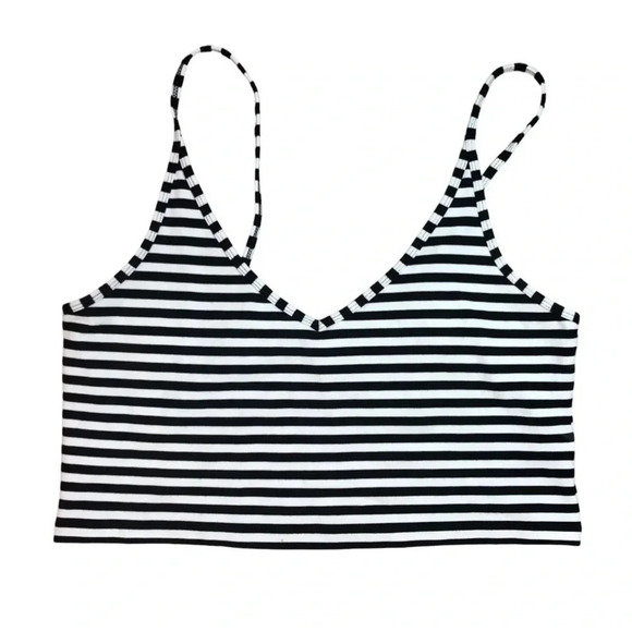 Aritzia Sunday Best Roxboro Striped V-Neck Tank Top  | Black & White Size L - Picture 1 of 7